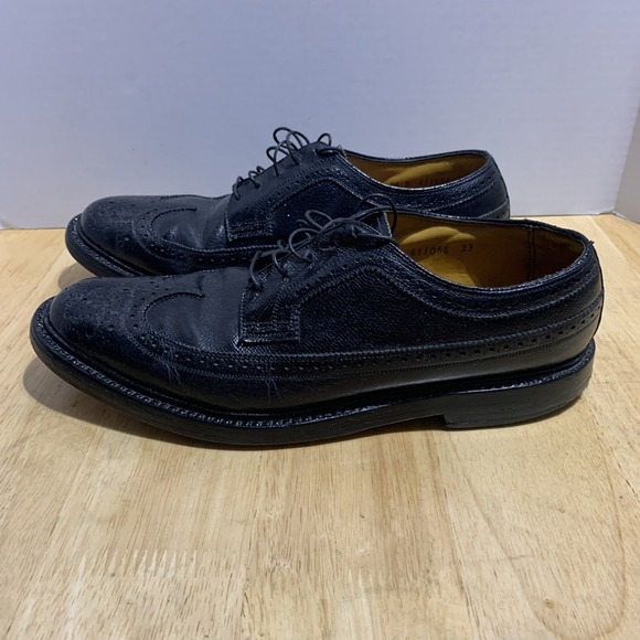 VTG‎ 60s Florsheim Imperial Longwing Shoes Men 8.5D Black Kenmore 5 Nail V-Cleat main image 11